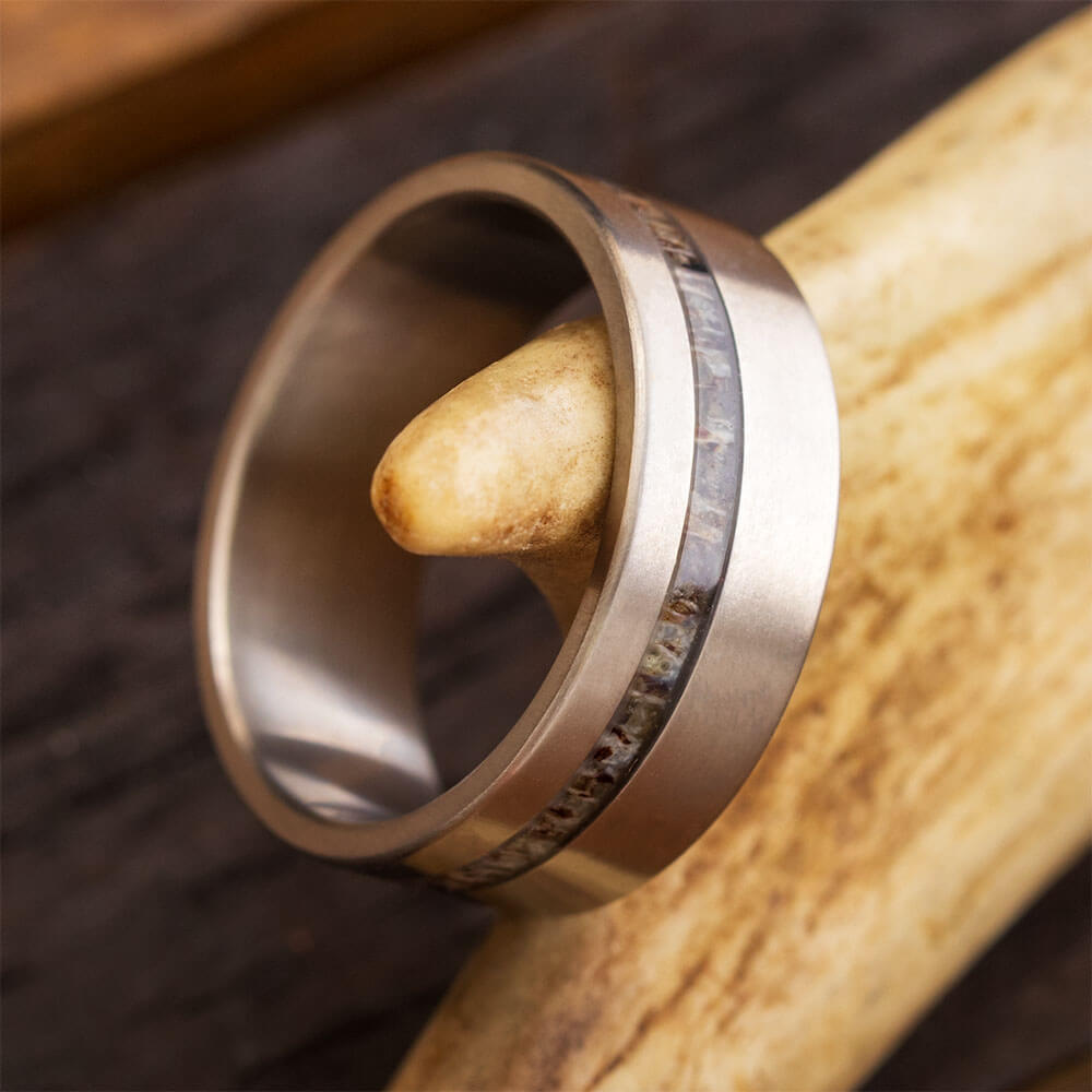 Antler Wedding Band in Titanium