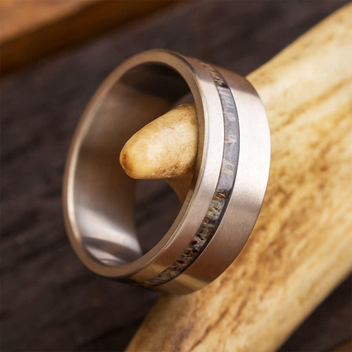 Antler Wedding Band in Titanium