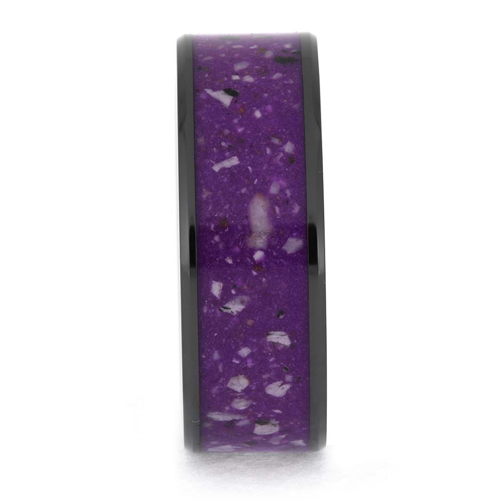 Purple Memorial Ring with Enamel and Ashes