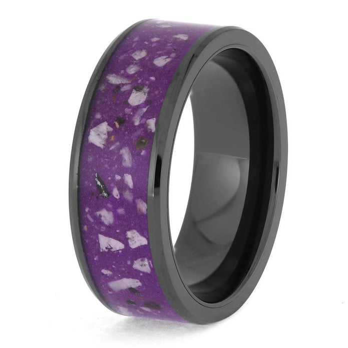 Purple Memorial Ring with Enamel and Ashes