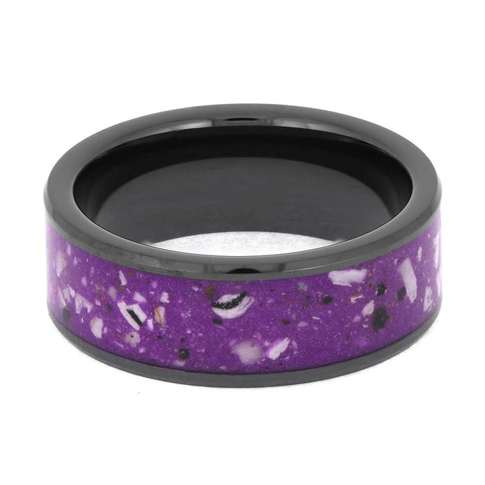 Purple Memorial Ring with Enamel and Ashes