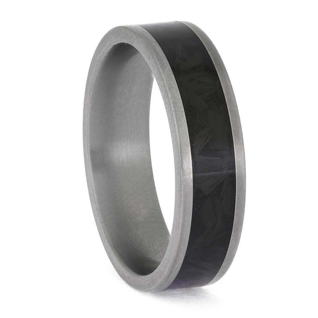 Unique Carbon Fiber Wedding Band in Titanium