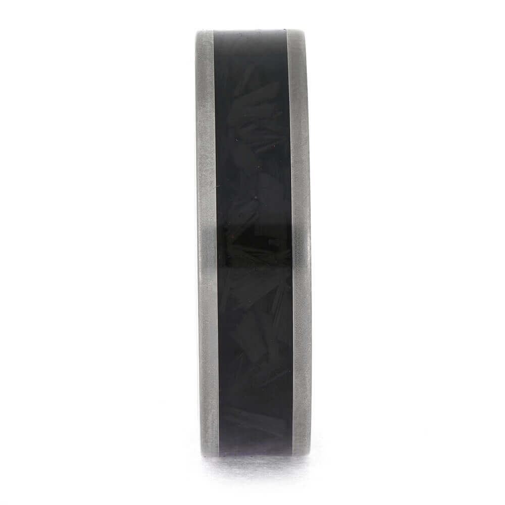 Custom Titanium Wedding Band for Men with Carbon Fiber