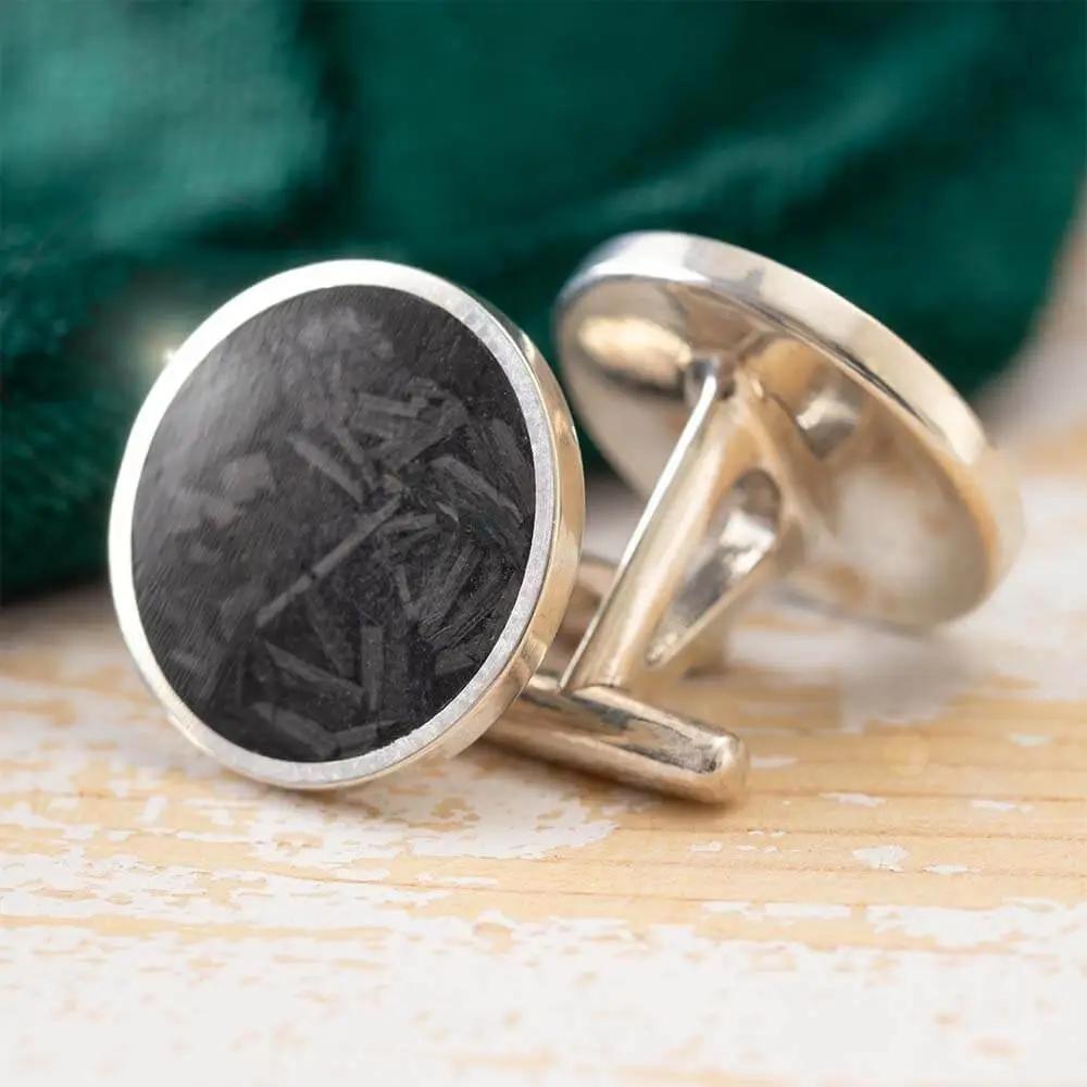 Forged Carbon Fiber Cuff Links in Silver