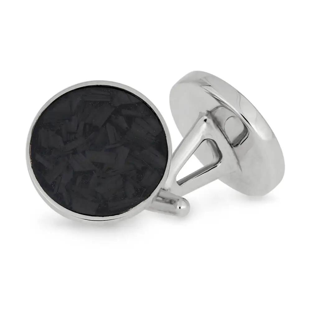 Forged Carbon Fiber Cuff Links in Silver