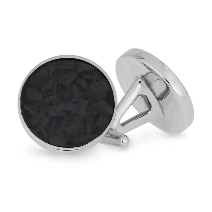 Forged Carbon Fiber Cuff Links in Silver