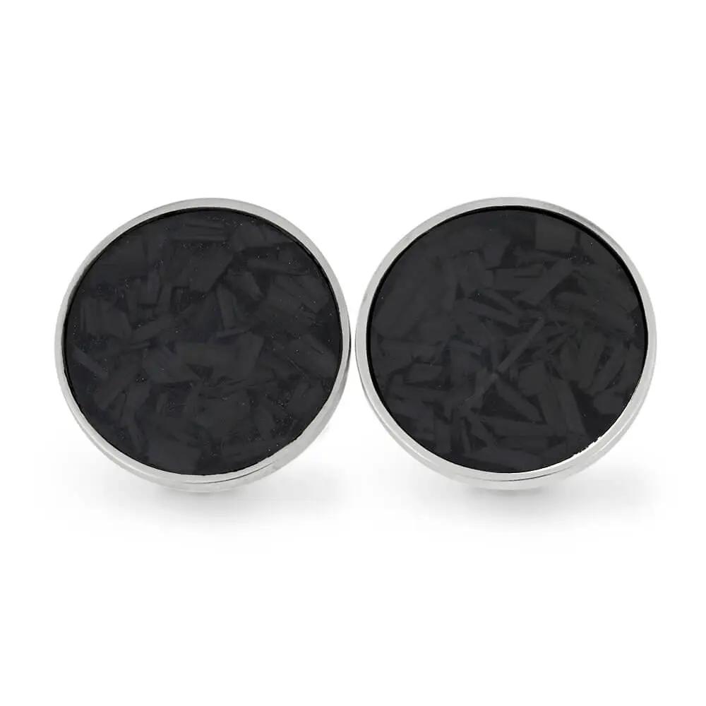 Forged Carbon Fiber Cuff Links in Silver