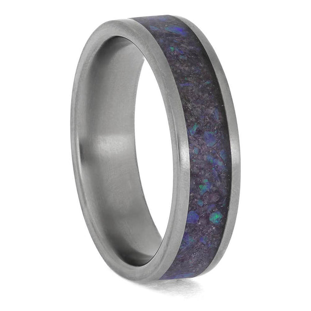 June Birthstone Wedding Band with Alexandrite Inlay