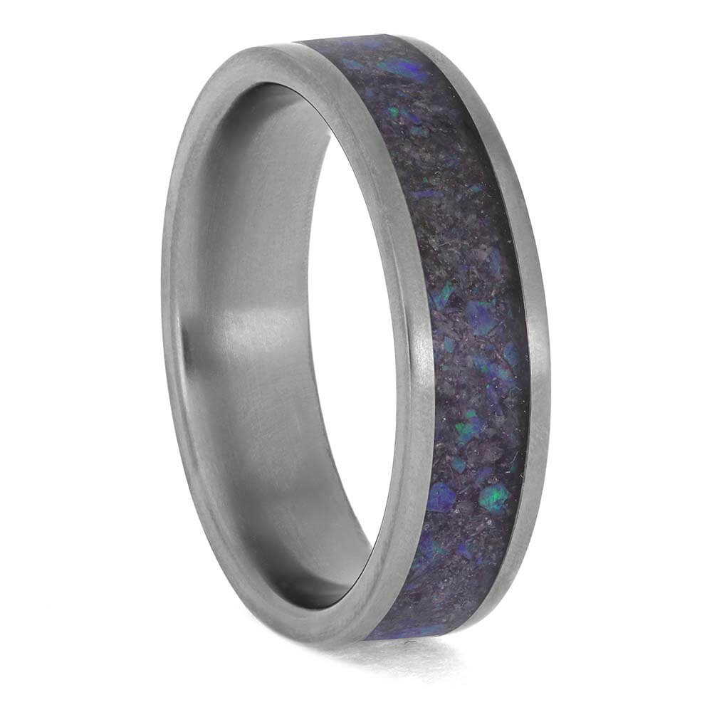 June Birthstone Wedding Band with Alexandrite Inlay