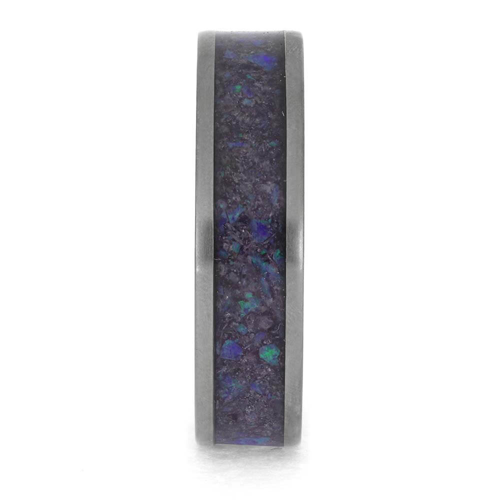 June Birthstone Wedding Band with Alexandrite Inlay