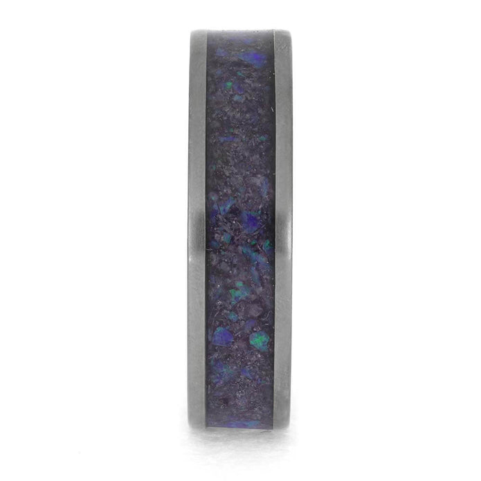 June Birthstone Wedding Band with Alexandrite Inlay