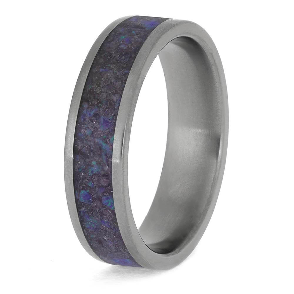 June Birthstone Wedding Band with Alexandrite Inlay