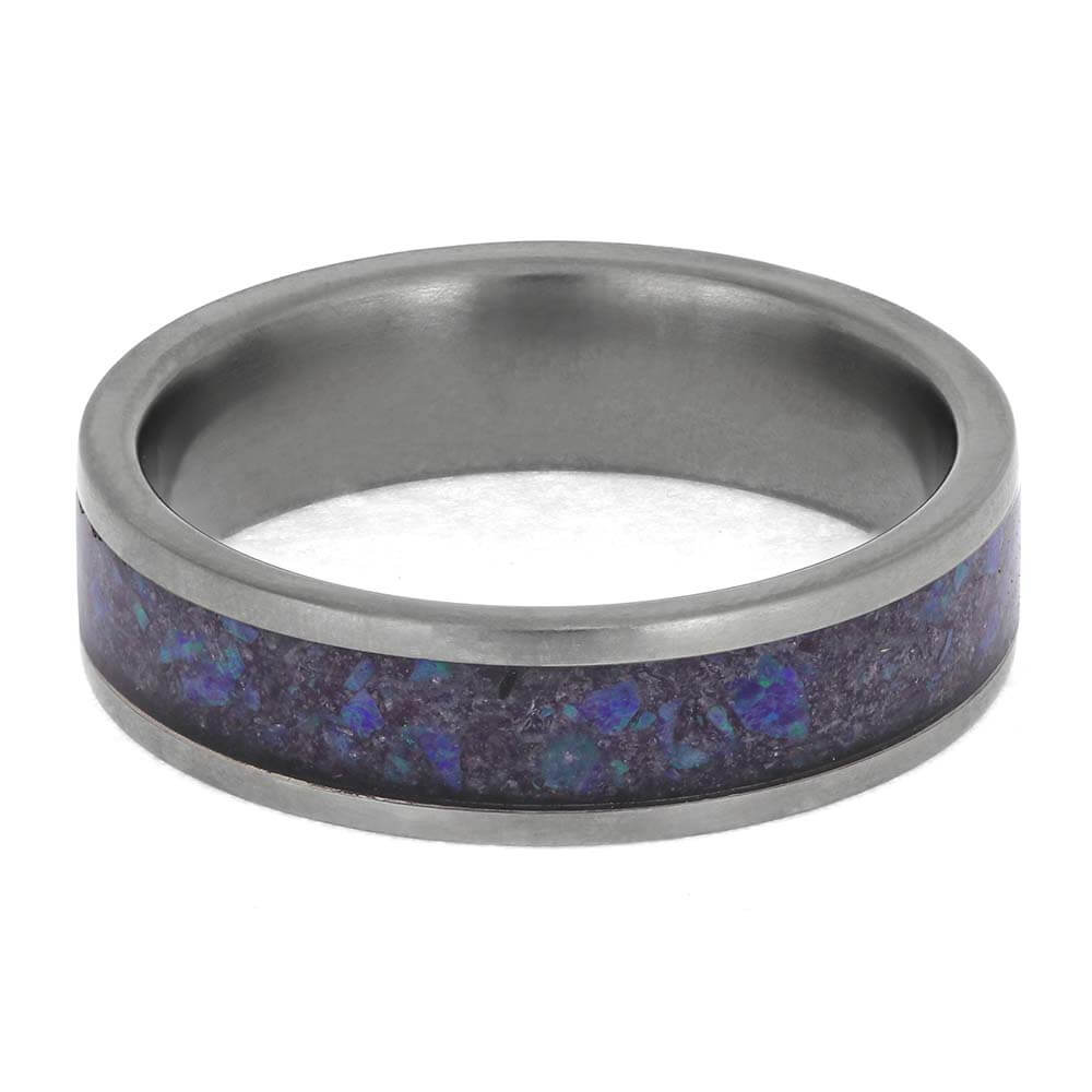 June Birthstone Wedding Band with Alexandrite Inlay