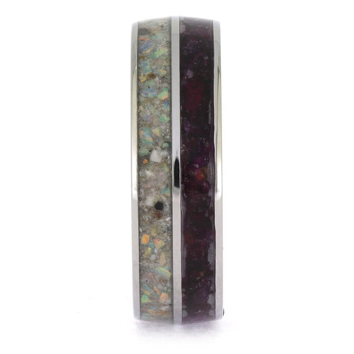 Opal Memorial Ring with Flower Petals