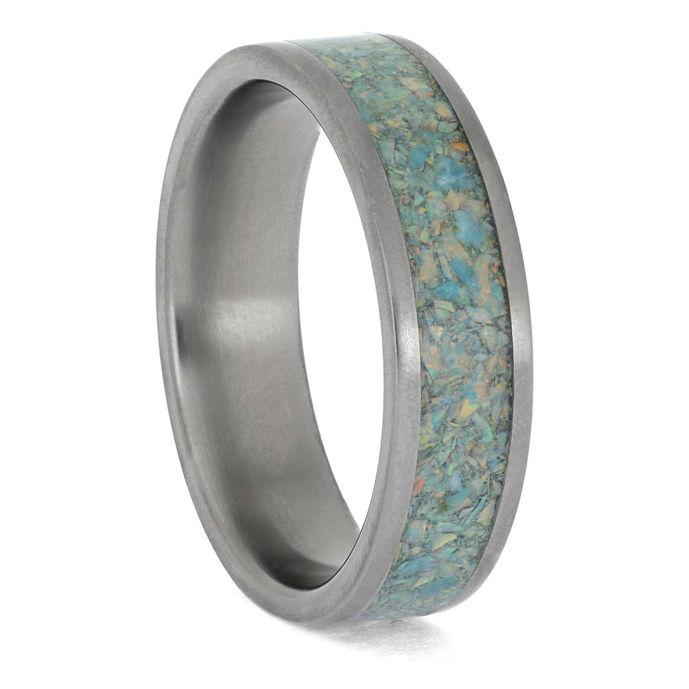 Synthetic Opal and Kingman Turquoise Wedding Band