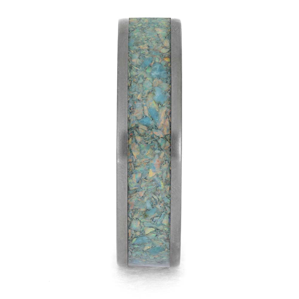 Synthetic Opal and Kingman Turquoise Wedding Band
