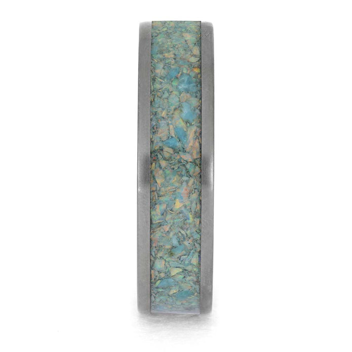 Synthetic Opal and Kingman Turquoise Wedding Band