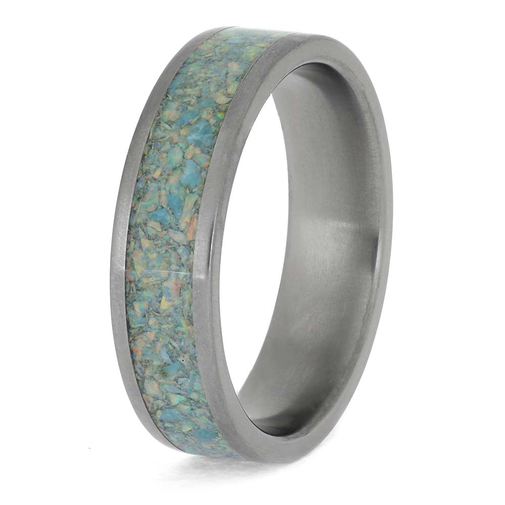 Synthetic Opal and Kingman Turquoise Wedding Band