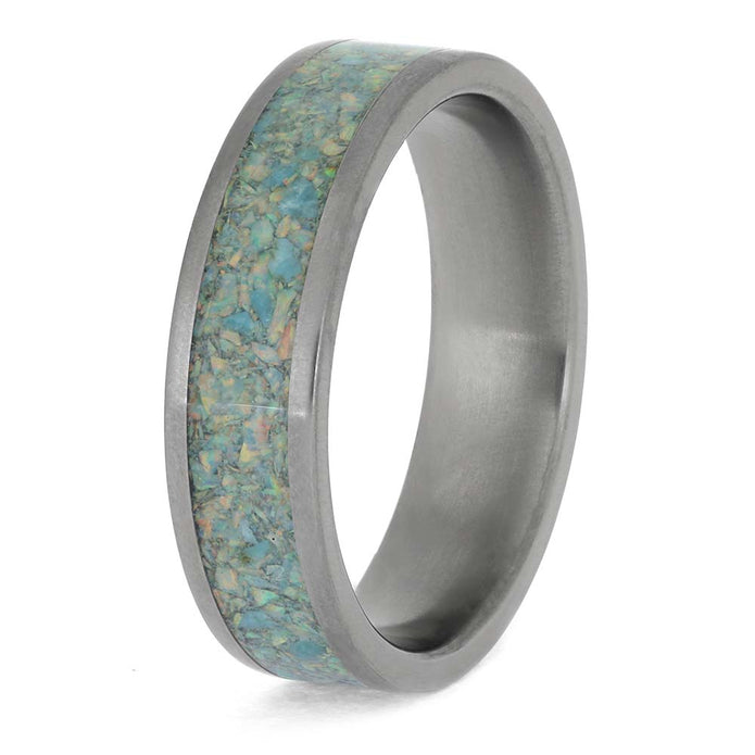 Synthetic Opal and Kingman Turquoise Wedding Band