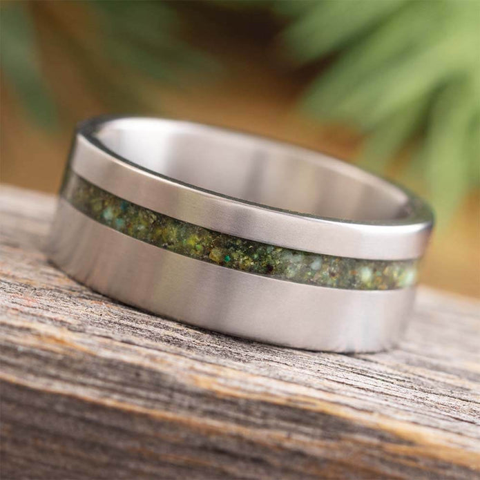 Chrysocolla Ring for Men in Titanium