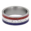 Unique Meteorite Wedding Band in Red, White, and Blue