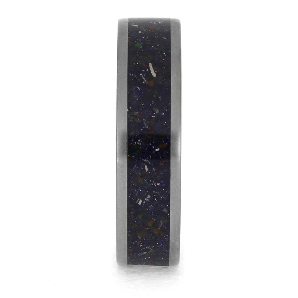 Custom Men's Titanium Ring with Galaxy Inlay