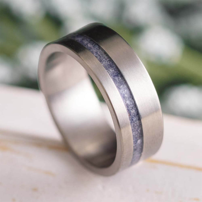 Custom Blue Sapphire Wedding Band for Men