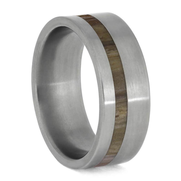 Handmade Ring with Petrified Wood and Titanium