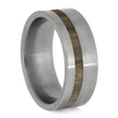 Handmade Ring with Petrified Wood and Titanium