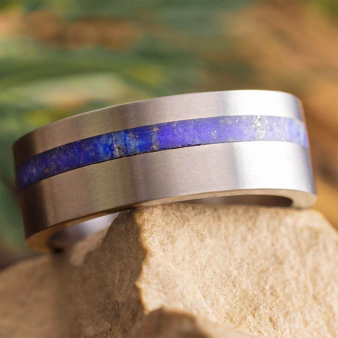 Custom Lapis Lazuli Wedding Band for Men