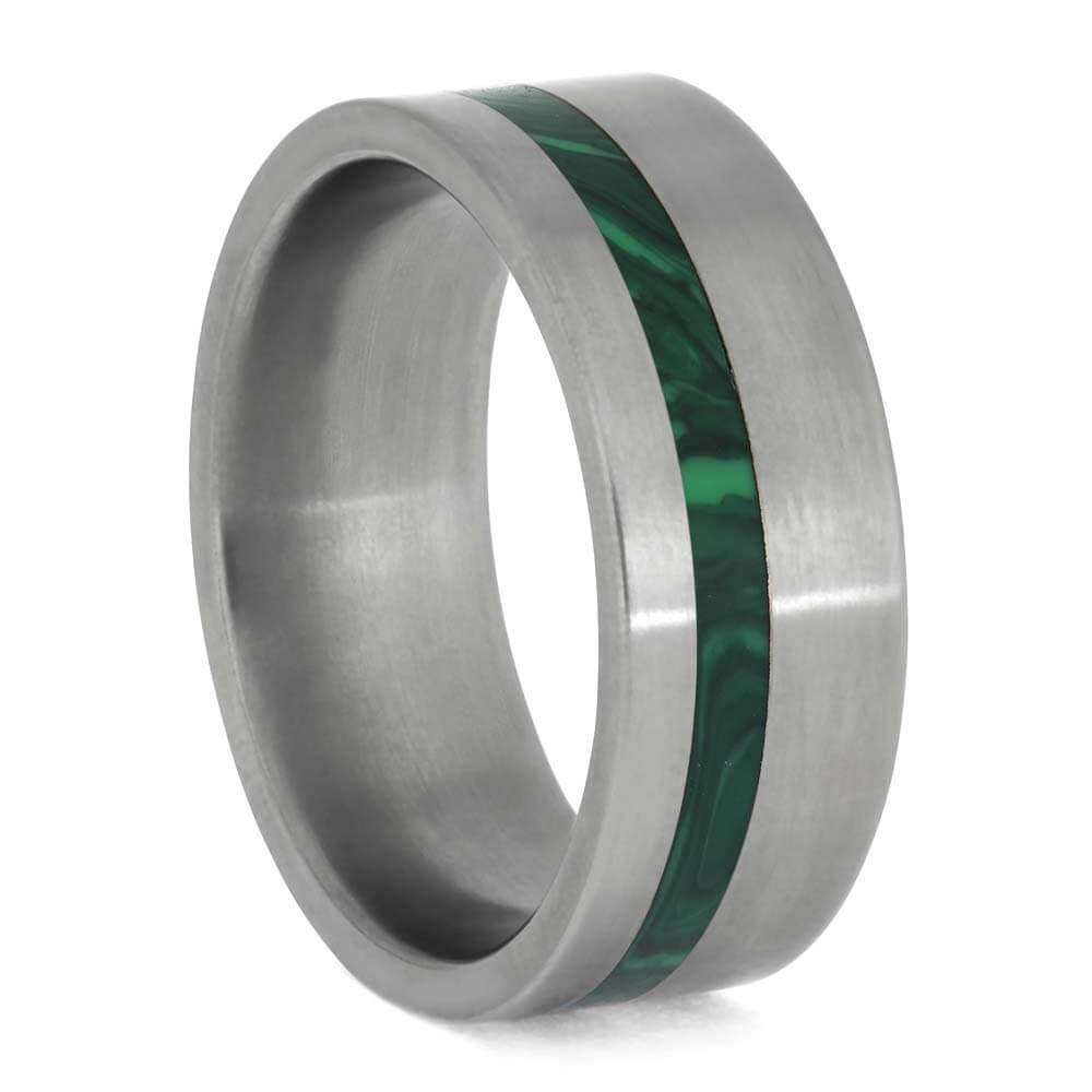 Malachite Wedding Band in Titanium