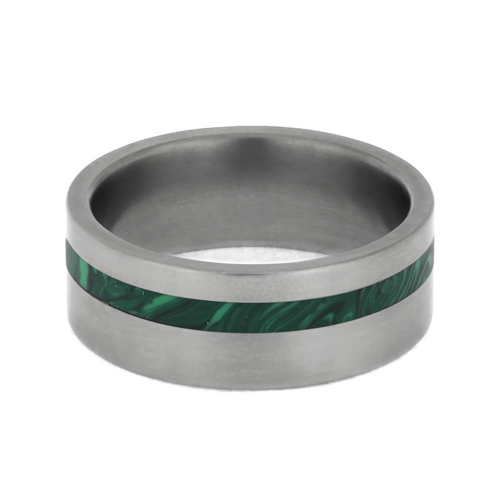 Matte Titanium Wedding Band with Malachite