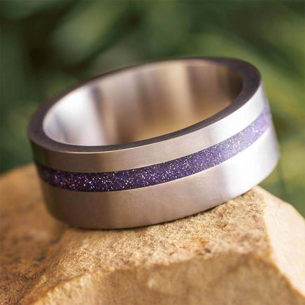 Custom Goldstone Wedding Band in Titanium