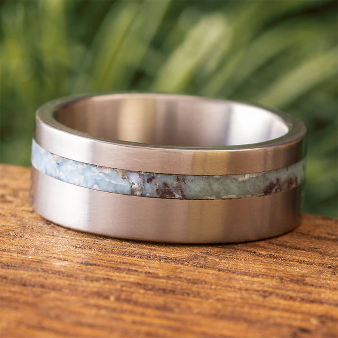Custom Larimar Wedding Band