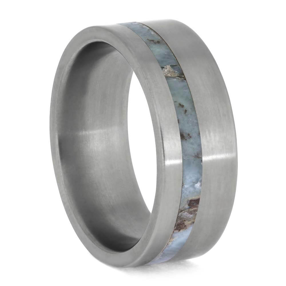 Solid Larimar Stone Wedding Band for Men