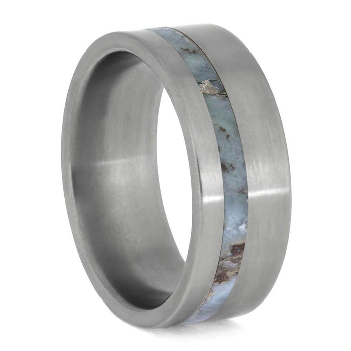 Solid Larimar Stone Wedding Band for Men