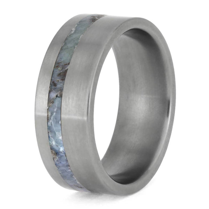 Solid Larimar Stone Wedding Band for Men