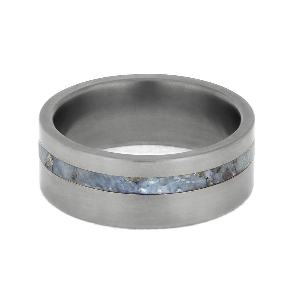 Solid Larimar Stone Wedding Band for Men