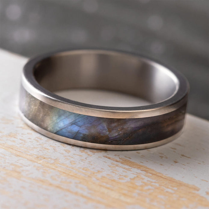 Labradorite Wedding Band for Men