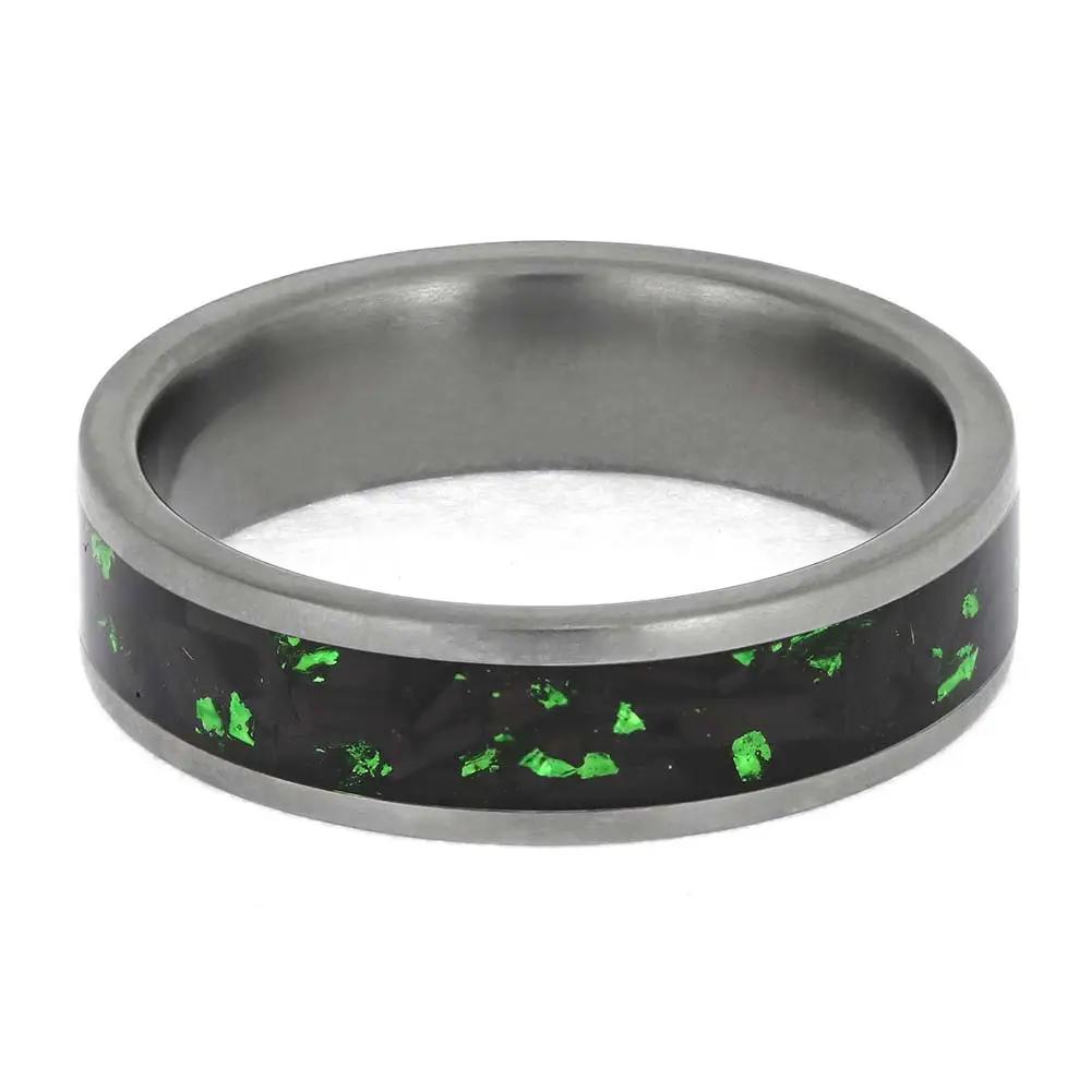 Green and Black Wedding Band for Men