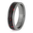 Red and Black Wedding Band in Titanium