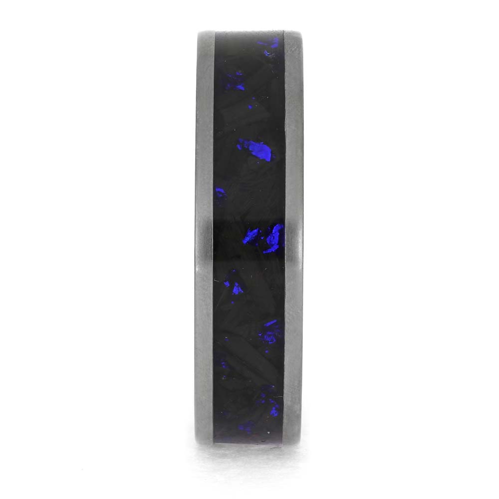 Unique Blue and Black Wedding Band for Men