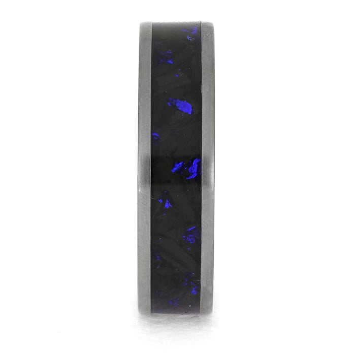 Unique Blue and Black Wedding Band for Men