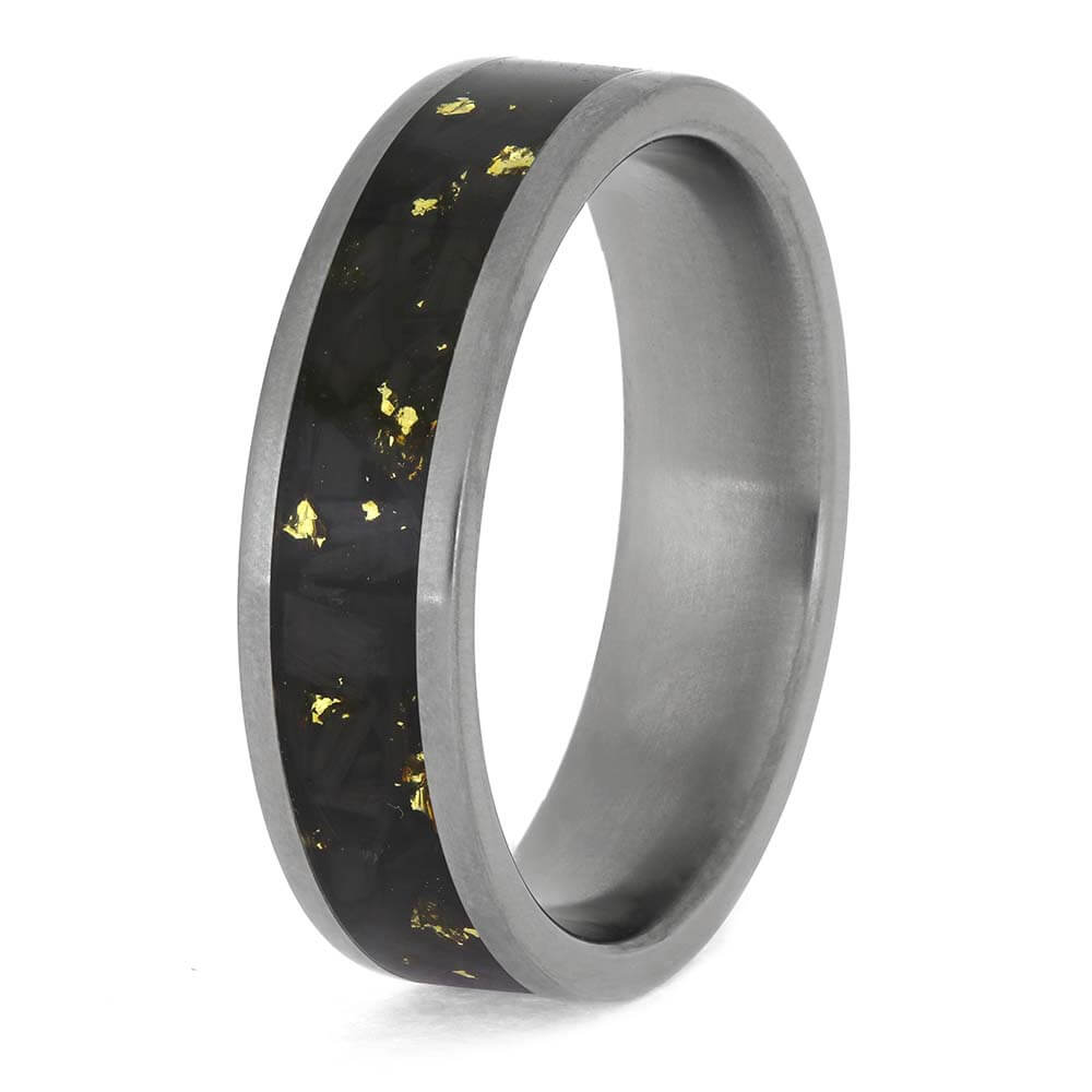 Gold Foil and Carbon Fiber Wedding Band