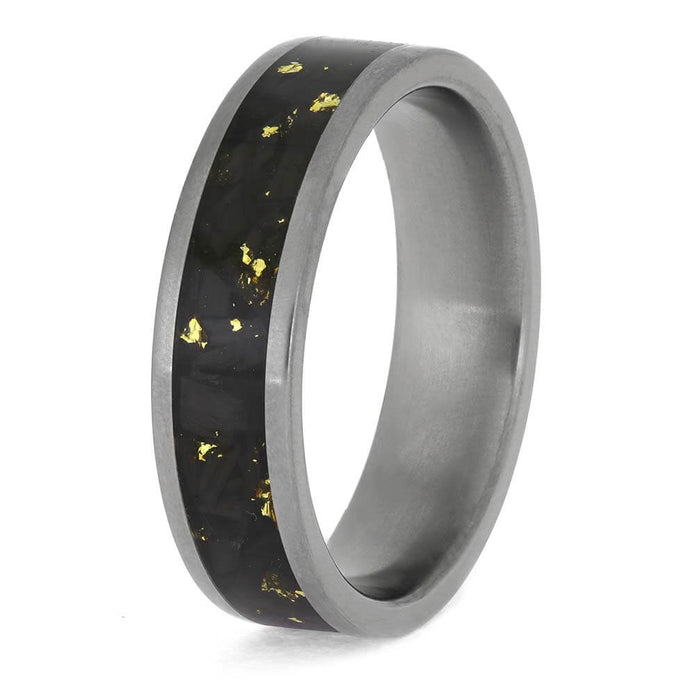 Gold Foil and Carbon Fiber Wedding Band