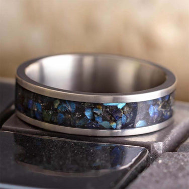Custom Men's Labradorite Wedding Band
