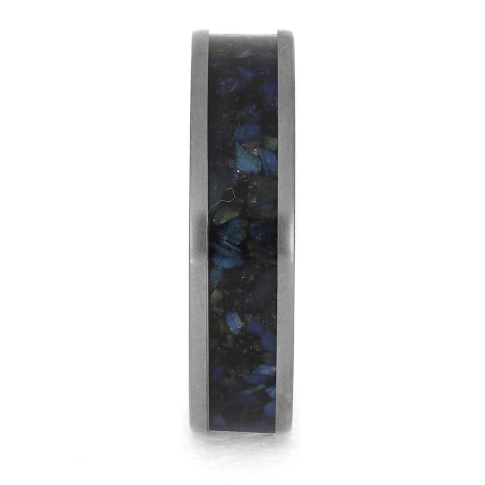 Men's Wedding Band with Labradorite