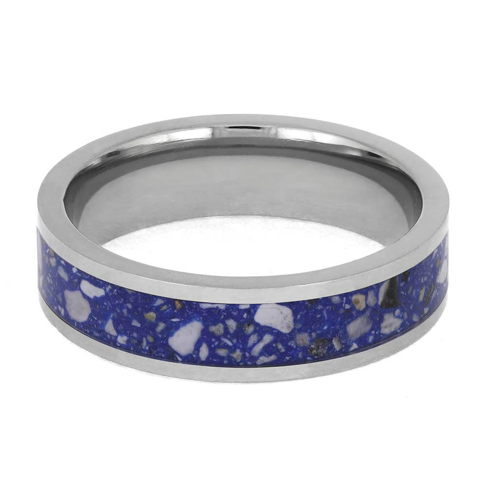 Blue Enamel Memorial Ring with Cremation Ashes