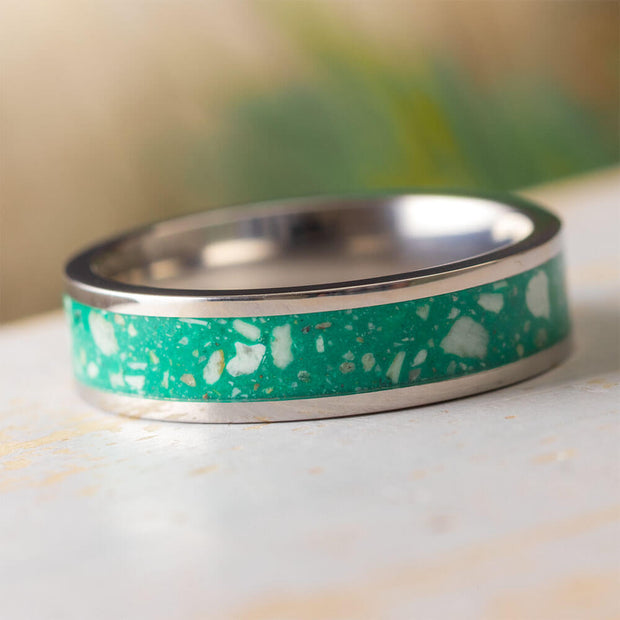 Green Ring with Ashes | Memorial Jewelry
