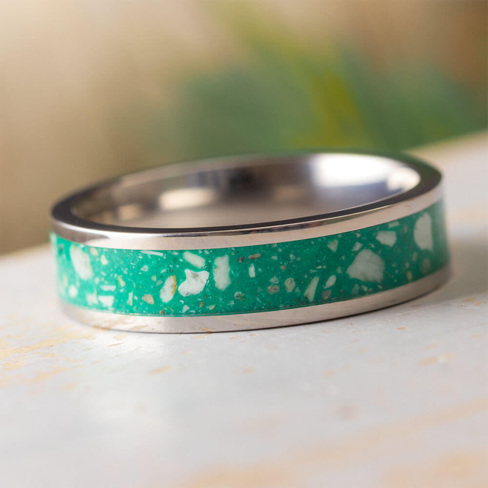 Green Ring with Ashes | Memorial Jewelry